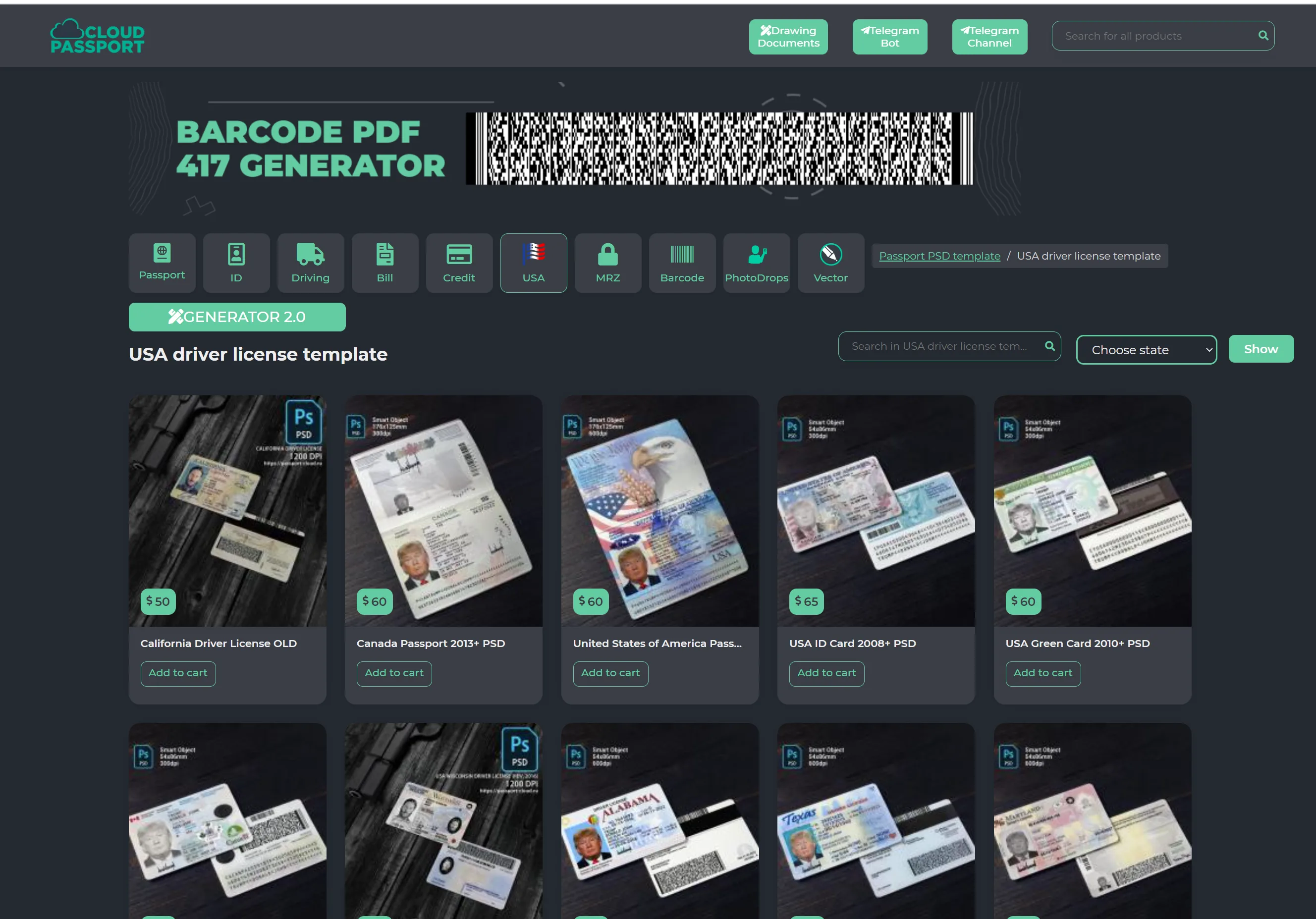 Fraud tool generating fake passport documents with barcodes and MRZs