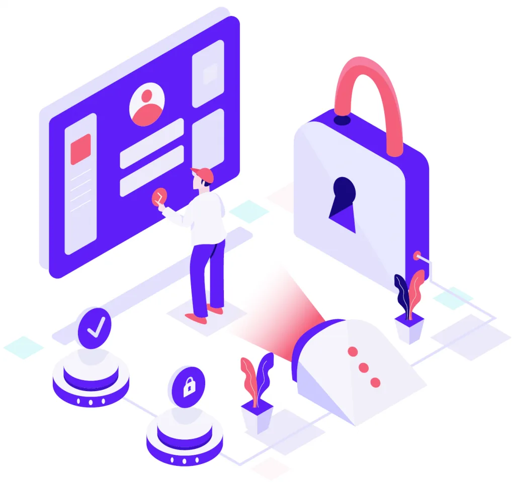 Illustration of secure identity verification protecting online accounts