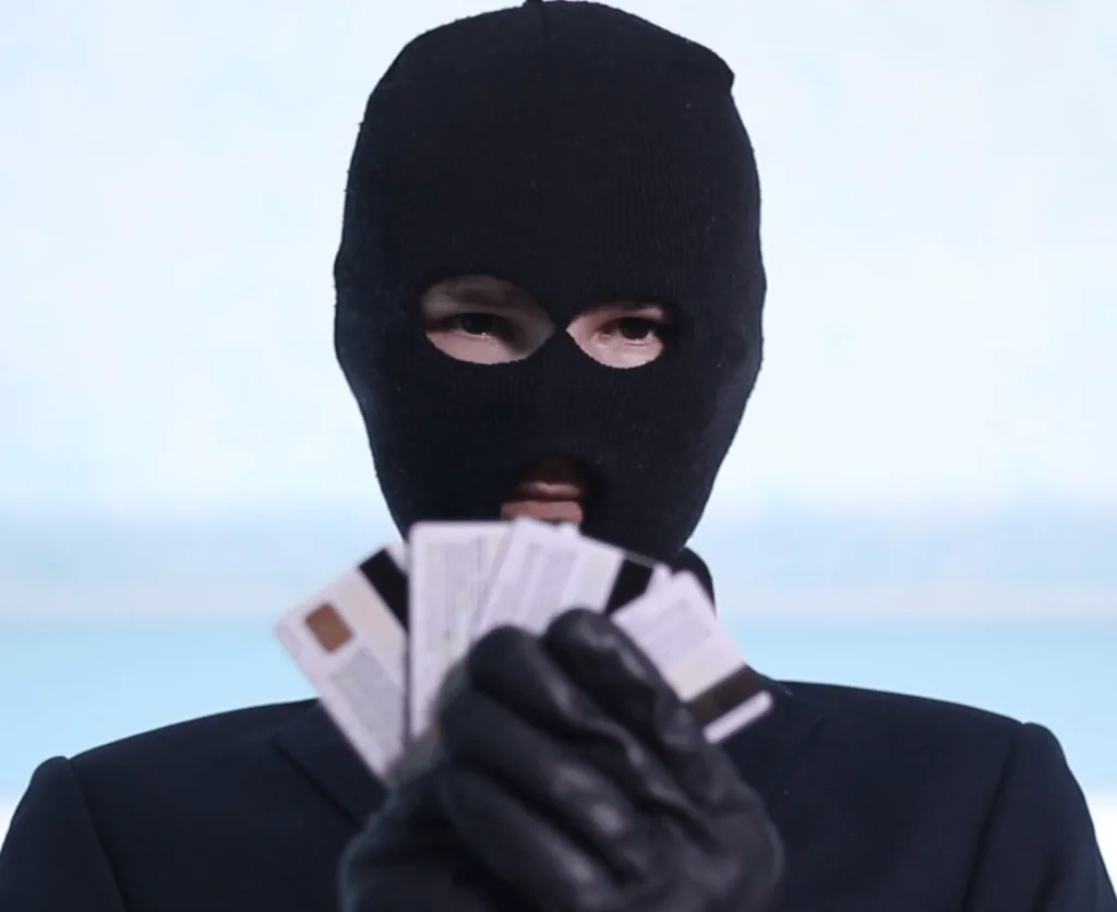 Illustration of stolen credit cards used for identity theft
